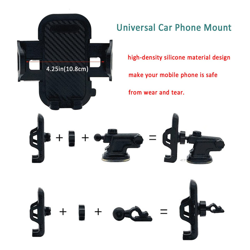 [Australia - AusPower] - Car Phone Holder Mount, 3 in 1 Cell Phone Holder for Car Dashboard Windshield Air Vent, [ Universal& Super Suction] Compatible with iPhone 12 11 SE XR XS 8 Galaxy Huawei and More (B) B 