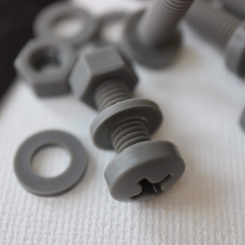 [Australia - AusPower] - 20 x Grey Pan Head Screws Polypropylene (PP) Plastic Nuts and Bolts, Washers, M6 x 20mm, Acrylic, Water Resistant, Anti-Corrosion, Chemical Resistant, Electrical Insulator, Gray, 15/64 x 25/32 