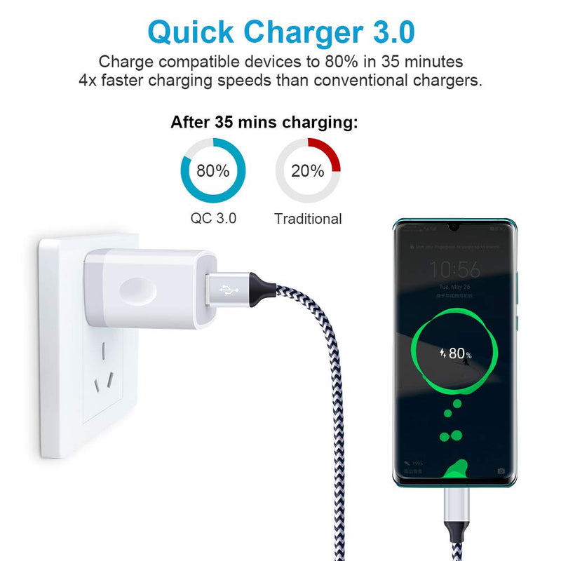 [Australia - AusPower] - 3Pack Quick Charge 3.0 Fast Charging Block Wall Adapter Plug 18W/3.0A Single Port Power Cube Compatible Samsung Galaxy Note 20 Ultra/10,S20 S10 Plus,A01 A10e S10e A21 A20 A50 A51,iPhone 12/11 Pro Max 