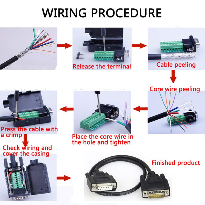[Australia - AusPower] - ANMBEST DB15 Solderless Serial to 15-pin Port Terminal Female Adapter Connector Breakout Board with Case Long Bolts Nuts (2PCS Female) 2PCS Female 