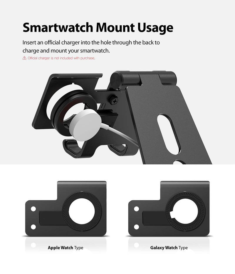 [Australia - AusPower] - Ringke Super Folding Stand, 2 in 1 Portable Smartphone & Smartwatch Stand Compatible with Galaxy Watch 4 / Watch 4 Classic, Galaxy Watch 3, Galaxy Watch Active 1/2 Black (Galaxy Watch) 