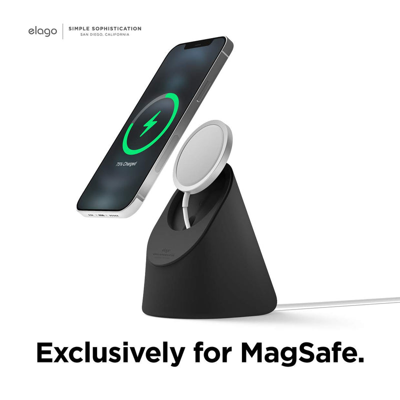 [Australia - AusPower] - elago MS1 Charging Stand Compatible with MagSafe Charger - Premium Silicone Stand Compatible with iPhone 13 Models (2021) and iPhone 12 Models (2020) [Black] [Charging Cable Not Included] Black 