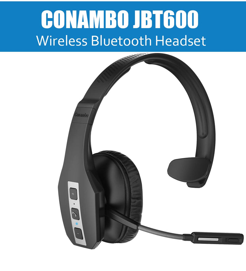 [Australia - AusPower] - Trucker Bluetooth Headset V5.1, CVC8.0 Three Microphone Noise Cancelling & 35Hrs HD Talktime Hands-Free Wireless Headset, On Ear Bluetooth Headphones with Mute Button for Driver Cell Phones Business 