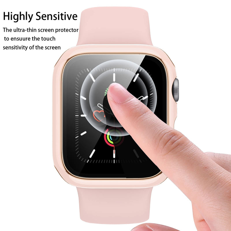 [Australia - AusPower] - Lovrug 2 Pack Cases Compatible with Apple Watch Case 40mm SE/Series 6/5/4 Built in Tempered Glass Screen Protector Ultra-Thin Bumper Full Coverage iWatch Protective Cover for Women Men (Pink/White) PinkRoseglod/WhiteRoseglod 