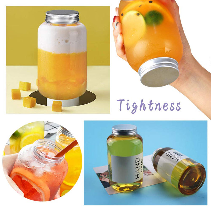[Australia - AusPower] - 10 PCS 17 oz/500ml Plastic Juice Bottles,Drink Container,Reusable Clear Containers with Caps Lids for Homemade Juices,Milk,Smoothies,Tea and Other Beverages,Catering,Takeout 