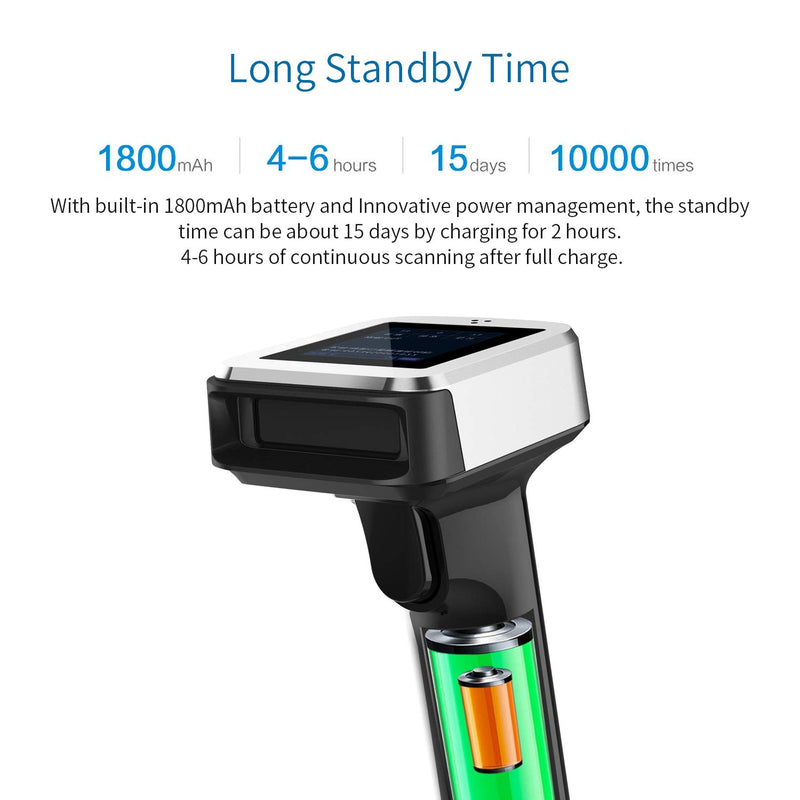 [Australia - AusPower] - Symcode 2D QR Bluetooth Barcode Scanner with Screen Display with Charging Base,3 in 1 Compatible with Bluetooth & 2.4GHz Wireless & Wired Connection with 1.8 inch TFT Color LCD Screen 