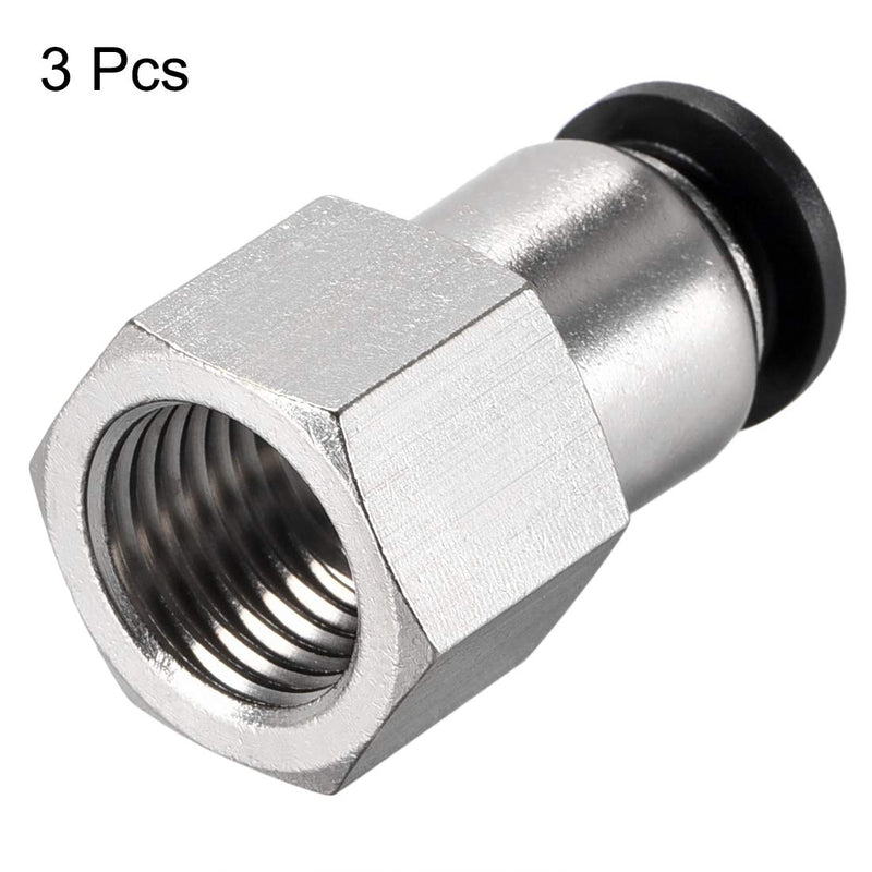 [Australia - AusPower] - uxcell Push to Connect Tube Fitting Adapter 8mm Tube OD X 1/4NPT Female Straight Pneumatic Connecter Pipe Fitting 3pcs 