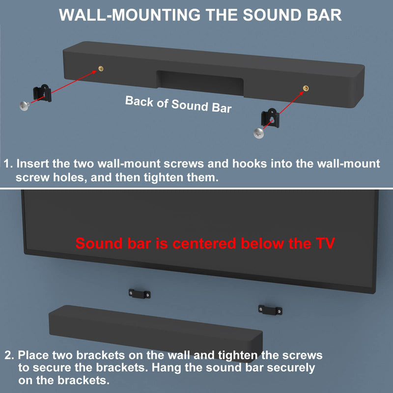 [Australia - AusPower] - Universal Speaker Wall Mount for Sony, Vizio, Samsung, Roku, and More Sound Speakers, Speaker Brackets for Rear Satellite Speakers or Sound Bar, Mounted Under TV on Wall 