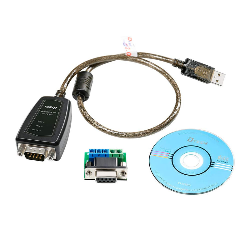 [Australia - AusPower] - DTECH USB to RS485 Adapter RS422 Cable Serial Port with CP2102 Chip Terminal Board LED Lights Ferrite Core for Windows 11 10 8 7 XP Mac (1.5 Feet) 1.5ft 
