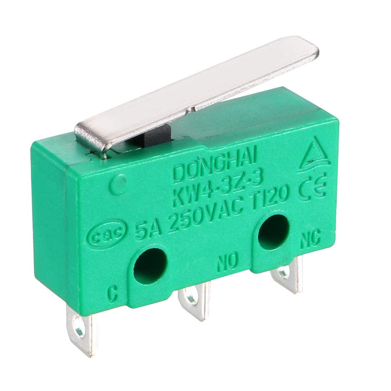 [Australia - AusPower] - uxcell 4PCS KW4-3Z-3 Micro Limit Switch SPDT NO NC 3 Terminals Momentary Short Straight Lever Type Green 