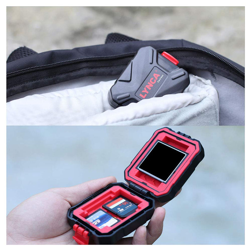 [Australia - AusPower] - LYNCA Memory Card Case Holder, Memory Card Hard Protector Case Professional Water-Resistant Anti-Shock Camera Card Storage Box for 3 SD Cards 2 TF/Micro SD Cards 2 CF Cards 2 XQD Cards 