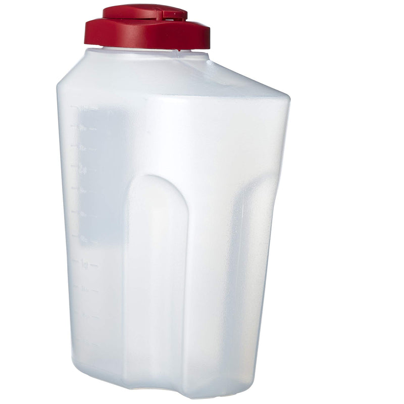 [Australia - AusPower] - Goodcook 3 Quart Mixing Easy Pour Bottle with Measurements Rounded Grip, Tighten Square Cap with snap Lock Cap, Clear and Red 