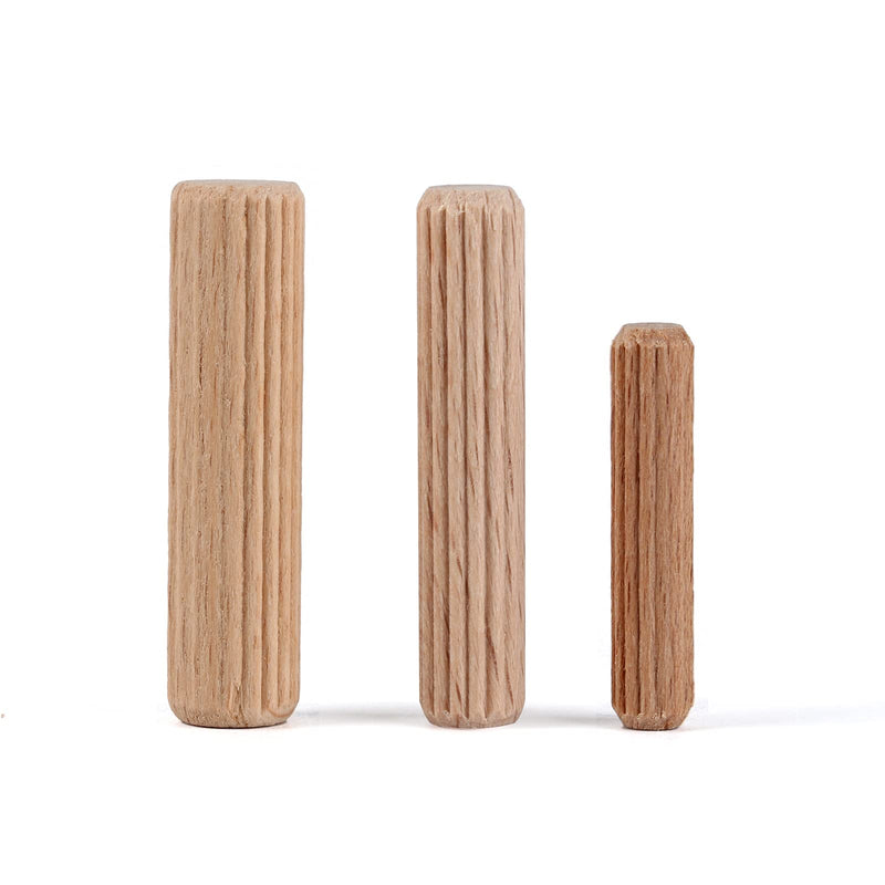 [Australia - AusPower] - 400pcs 10mm 8mm 6mm L Fluted Wood Dowel Pins Beveled Ends Tapered for Easier Insertion Straight Grooved Pins for Furniture Door and Art Projects (Straight Grooved, Metric) 