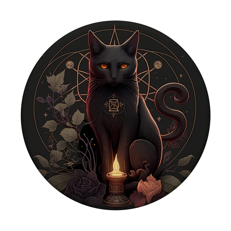 [Australia - AusPower] - Cute Black Witch Cat Moon Phase for Tarot Fans Cat PopSockets Swappable PopGrip 