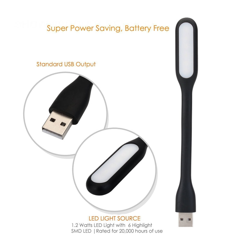 [Australia - AusPower] - MaiJin Flexible Mini USB LED Light Lamp for Laptop Keyboard, Power Bank, Portable Night Light (3 Pack) Black 