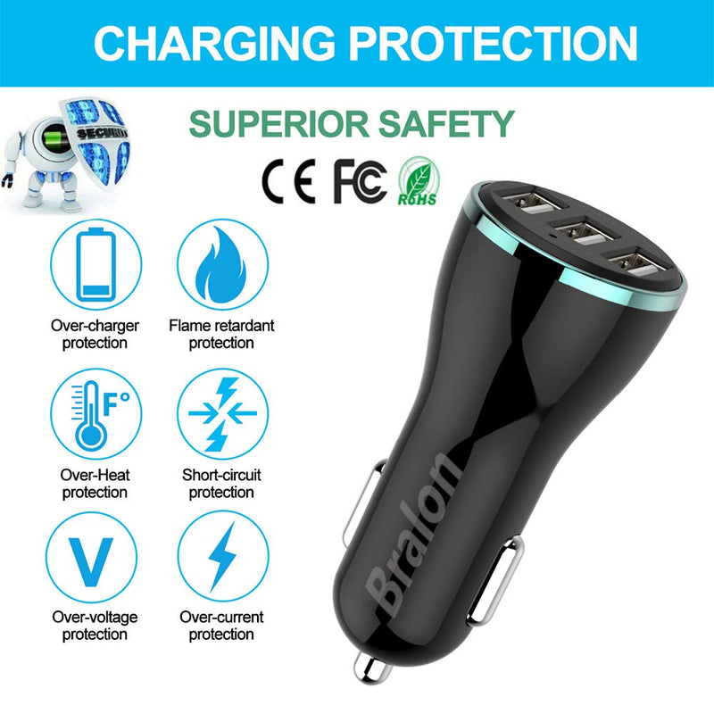 [Australia - AusPower] - USB Car Charger[2-Pack],Bralon 24W/4.8A Rapid Car Charger Compatible with Phone 12(Pro Max)/12 mini/11 Pro Max/Xs/Xs max/Xr/X/8,G.alaxy Note S10/S9/S8 and More 2Black 