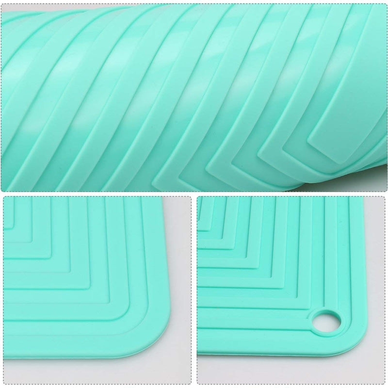 [Australia - AusPower] - Large Silicone Trivet Mats for Hot Dishes/Pots Pans, Heat Resistant Pot Holder,9"x12" Non Slip Flexible Durable Pot Coaster Kitchen Table Mats Set of 2 (Teal) Teal 