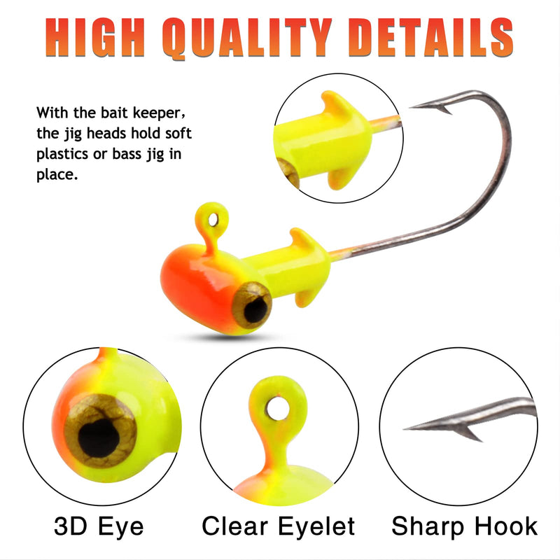 [Australia - AusPower] - Fishing Jig Heads Fishing Hooks Football Jig Heads Kit Fishing Accessories for Bass Crappie Trout Walleye Panfish 1/8oz 3/16oz 1/4oz 1/4oz - 25pcs 