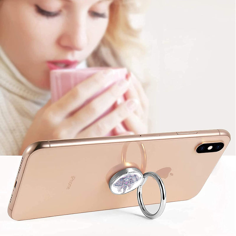 [Australia - AusPower] - WGXQMC Cell Phone Ring Holder Finger Grip 360°Rotation, Elephant Totem Kickstand Metal Grip Holder,Compatible with iPhone 13 Pro Max/13 Pro/12/11/X/X and Other Smartphones - White 