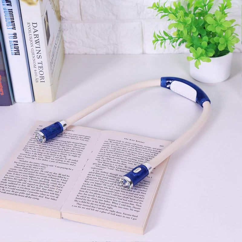[Australia - AusPower] - Neck Book Light, Flexible Hanging LED Light Hands Free Adjustable Bendable Night Reading Knitting Lamp(Blue) 