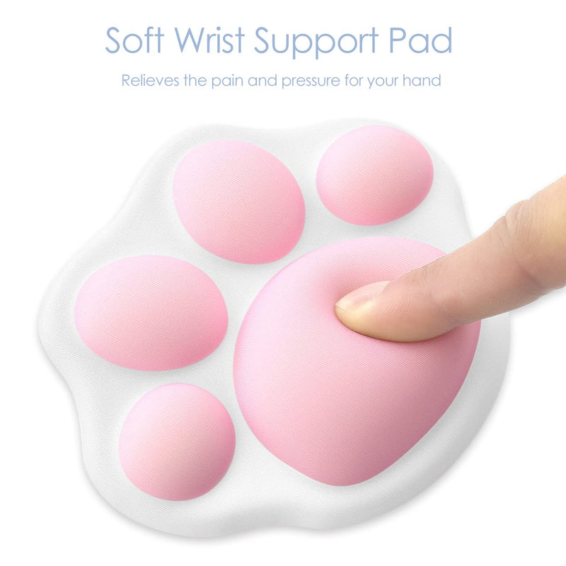 [Australia - AusPower] - ProElife Cute Mouse Wrist Support Pad Cat Paw Pattern, Comfortable Soft Wrist Rest Hand Pillow Relief Hand’s Pain with Non-Slip Rubber Base 4.3'' x 3.7'' for Home, Office Computer Laptop (White) White 