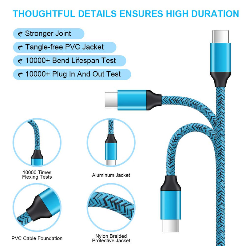[Australia - AusPower] - USB Wall Charger Fast Charging for Samsung Galaxy S22/S21+/S20 FE/S10E/S9/S8,Note 22/20 Ultra/10/9/8,A50/A20/A21/A51/A71/A10E/A11/A12/A32,Moto G Power/G Stylus/G Fast,Phone Charger Head,Type C Cable 2+2 Charger Kit(Blue) 