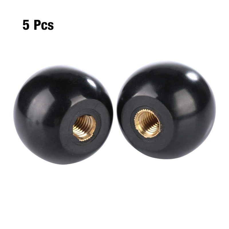 [Australia - AusPower] - 5Pcs Bakelite Ball Gear Knob Black Round Spherical Knob Embedded Copper Nut BM6 * 25 Machine Tool Replacement 