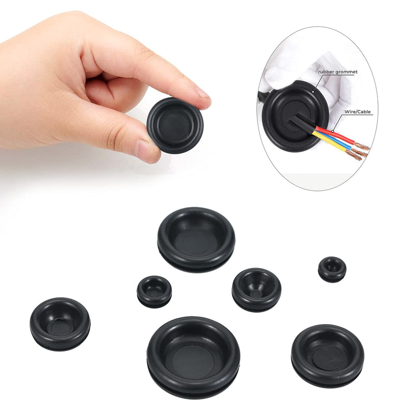[Australia - AusPower] - BUSY-CORNER Rubber Grommet Assortment Firewall Solid Closed Hole Plug for Wire Electrical Appliance Plumbing 7 Sizes 200 Pieces 