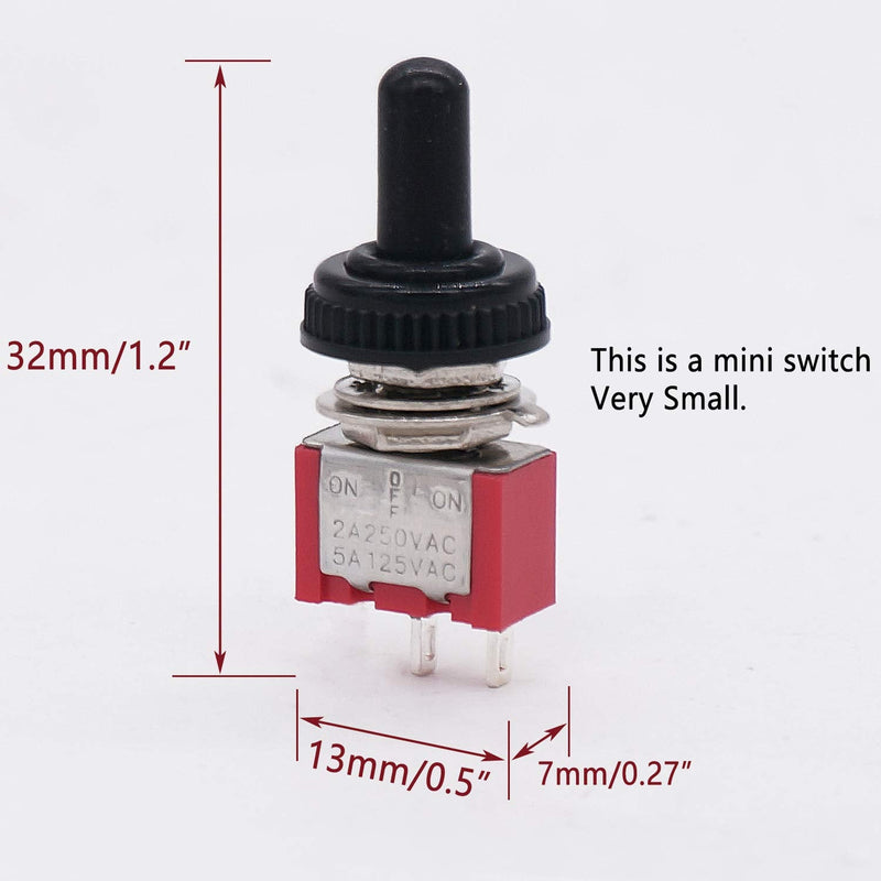 [Australia - AusPower] - Twidec/10 Pcs Mini Toggle Switch SPST 2 Position 2 Pins ON/Off AC 125V 5A Car Boat Switches with Waterproof Cap MTS-101MZ 2Pin ON-OFF 