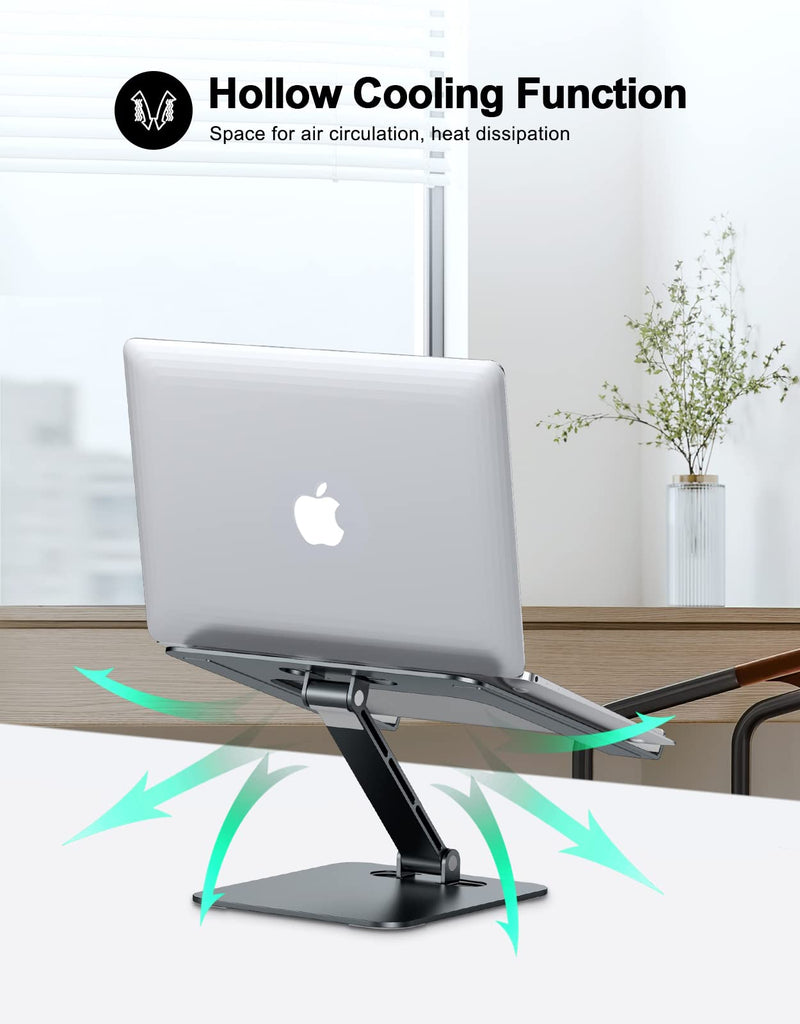 [Australia - AusPower] - RIWUCT Foldable Laptop Stand, Height Adjustable Ergonomic Computer Stand for Desk, Ventilated Aluminum Portable Laptop Riser Holder Mount Compatible with MacBook Pro Air, All Notebooks 10-16" - Gray 