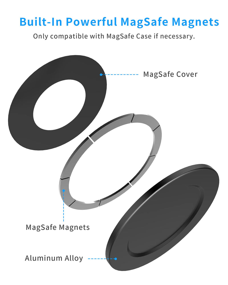 [Australia - AusPower] - SUPERONE Mag Safe Ring Holder Removable, Wireless Charging Compatible with iPhone 13/13 Pro/13 Pro Max/12 Mini/12/12 Pro/12 Pro Max/12 Mini and Magnetic Cases [Phone Ring Holder Included] Black 