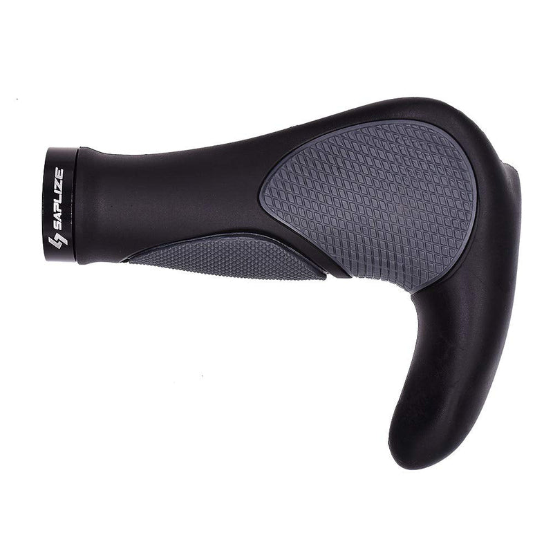 [Australia - AusPower] - SAPLIZE Bike Handlebar Grips, Multi Colors/Design Optional, Ergonomic Design, Aluminum Double Lock-on, Mountain Bike Grips, MTB BMX Downhill Foldable Urban Bicycles Grips, Scooter Grips Big Horn Shape, Black 