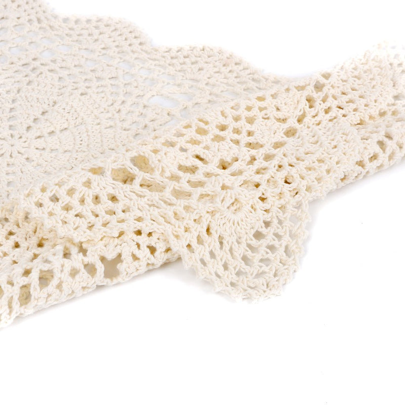 [Australia - AusPower] - yazi Crochet Cotton Lace Placemats Doilies 2pc, Beige, 10inches by 16inches 2/pack 