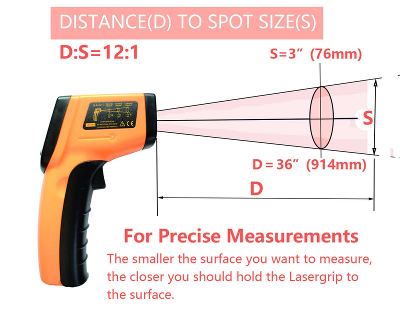 [Australia - AusPower] - LIJUST Infrared Thermometer Temperature Gun, Digital Thermometer Non-Contact Laser Infrared Ir Thermometer Gun(Not for Human) -58℉～752℉(-50℃～400℃) - Kitchen Cooking Gun, Freezer Oven Thermometer 