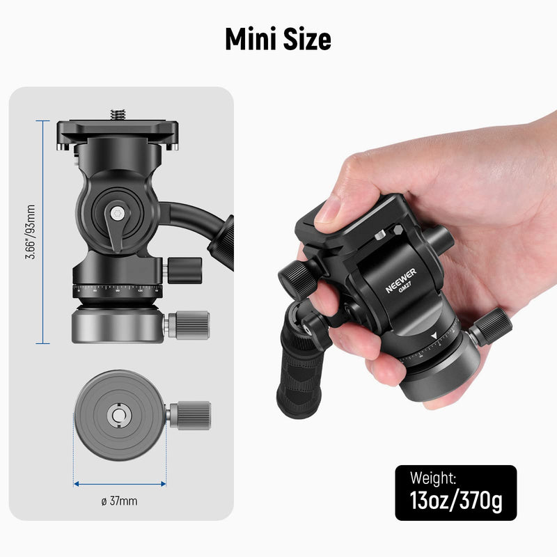 [Australia - AusPower] - NEEWER Tripod Fluid Head with +/-10° Leveling Base(37mm Dia.), Metal Pan Tilt Head with Arca Type QR Plate, Telescopic Handle for Compact Video Camera DSLR Camera, Max Load 8.8lb/4kg, GM27 