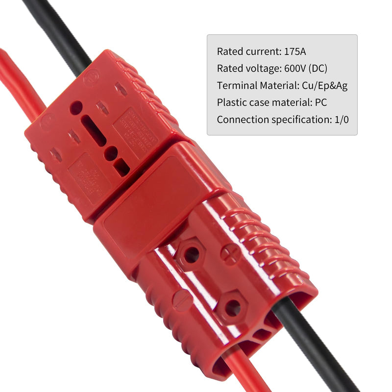 [Australia - AusPower] - W LAIWO 175A Battery Quick Connect/Disconnect Connector, 2-Pack 12V Wire Harness Plug Kit, 1/0 Gauge Battery Power Cable Connector with Silicone(Plastic) Cover for Car Forklift Motor Winch Trailer silicone-175A 