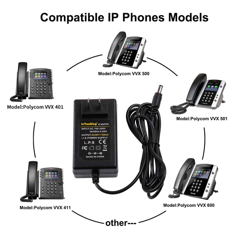 [Australia - AusPower] - 48V Power Adapter Supply for Polycom VVX 411 Power Supply, Polycom IP Phones VVX 300, 301, 310, 311, 400, 401, 410, 500, 501, 511, 600, 601, 611,Avaya Phones 1110, 1120e, 1140e, 1210, 1220, 1230 