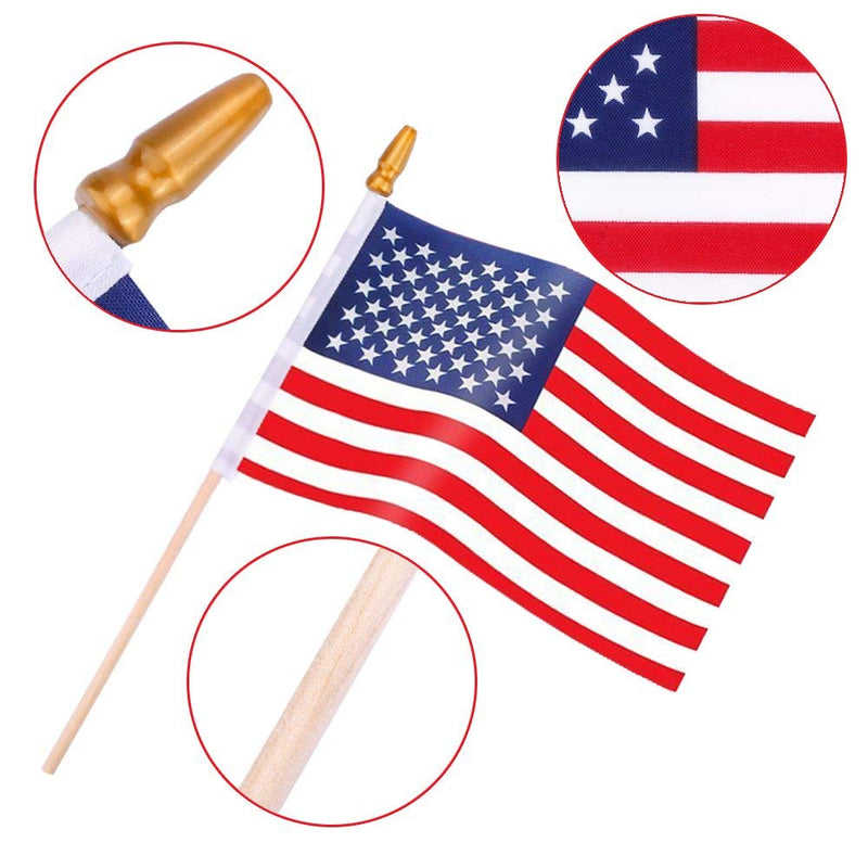 [Australia - AusPower] - 65 Pack Wooden Stick American Flags Hand Held Mini US Flags for American Independence Day (4x6 Inches) 4x6 Inches 