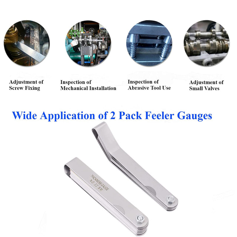 [Australia - AusPower] - ZUZUAN 1 Pack Feeler Gauge with 32-Blade and 1 Pack Offset Feeler Gauge with 16-Blade, Gauge Dual Marked Metric and Imperial Gap Measuring Tool 
