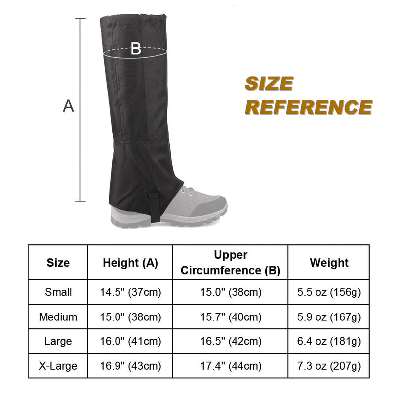 [Australia - AusPower] - MAGARROW Leg Gaiters Hiking Snow Boot Gaiter Outdoor Waterproof Gaiters Shoes Cover Oxford Fabric Black Small 