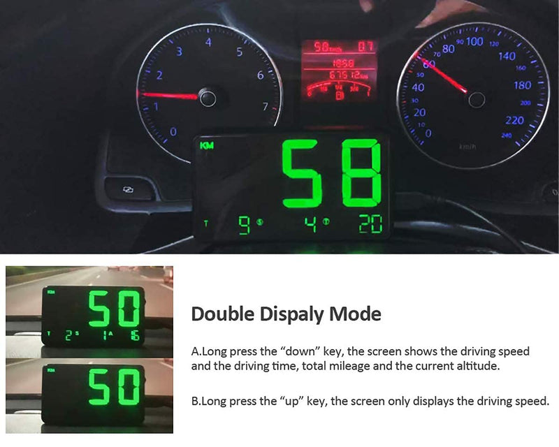 [Australia - AusPower] - COOLOUS C80 Universal Hud Heads Up Display 4.5'' Large Screen Digital Speedometer Altitude Speed Projector Film Over Speed Warning for Cars & Other Vehicles 