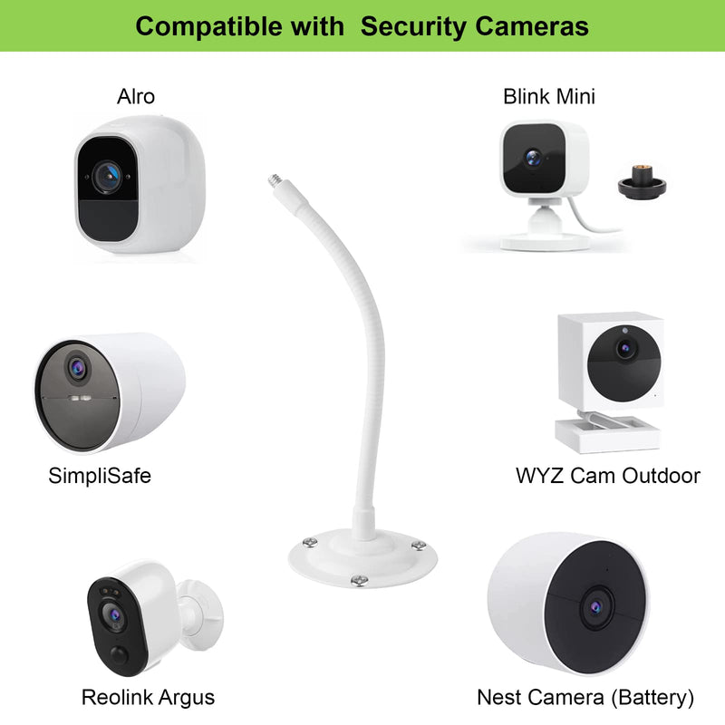 [Australia - AusPower] - Mippko 2 Pack Camera Flexible Wall Mount Holder for Arlo/Blink/Reolink/Nest/Wyze/SimpliSafe Security Camera,Adjustment 8 inch Long Gooseneck Arm with Metal Base,1/4"-20 Threaded Screw,White White 