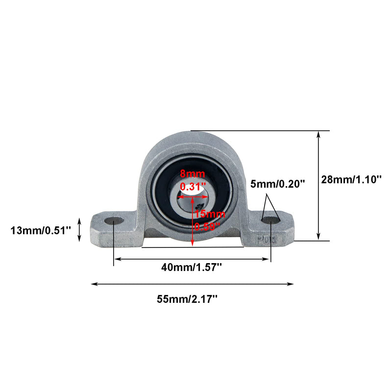 [Australia - AusPower] - Sydien 4Pcs 8mm Inner Bore Ball Mounted Pillow Block Flange Micro Vertical Bearing 8mm/0.31" 