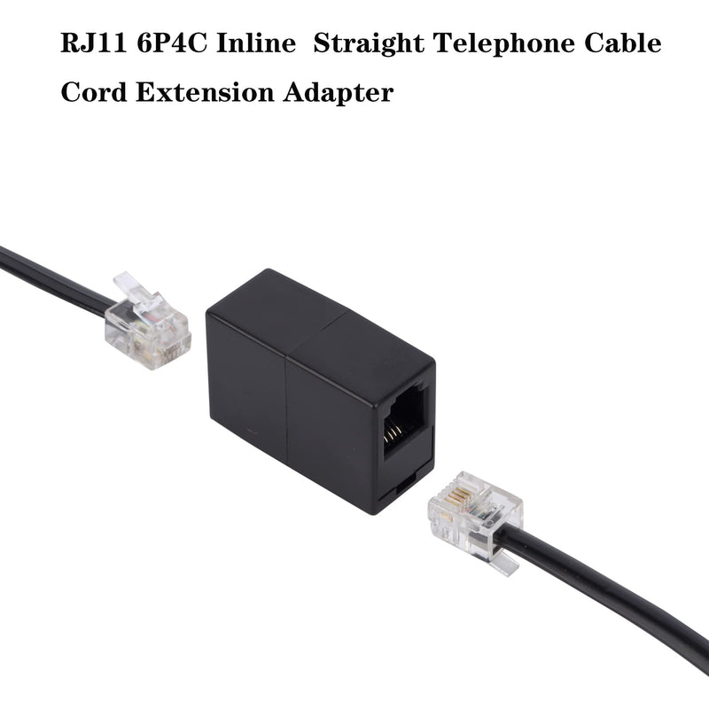 [Australia - AusPower] - Ubramac RJ11 Coupler, Straight Telephone Inline Coupler RJ11 6P4C Inline Keystone Jack Female to Female Straight Telephone Cable Cord Extension Adapter (Black -10 Pack) Black -10 Pack 