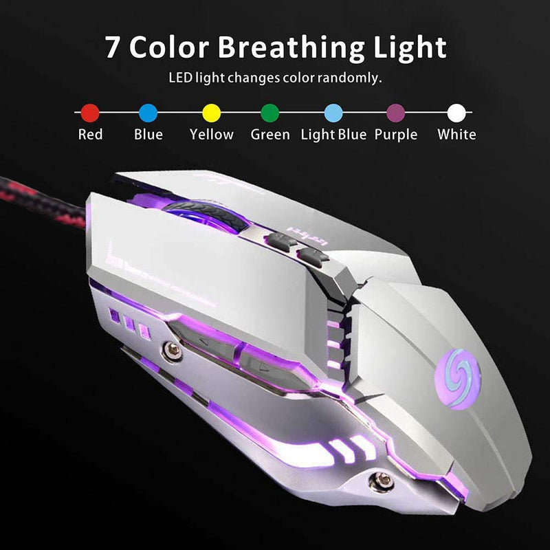 [Australia - AusPower] - Shenligod【2 PCS】 Wired Gaming Mouse RGB Spectrum Backlit Ergonomic Mouse, USB Computer Mice, Modes up to 3200 DPI ,7 Buttons for Windows PC Gamers 