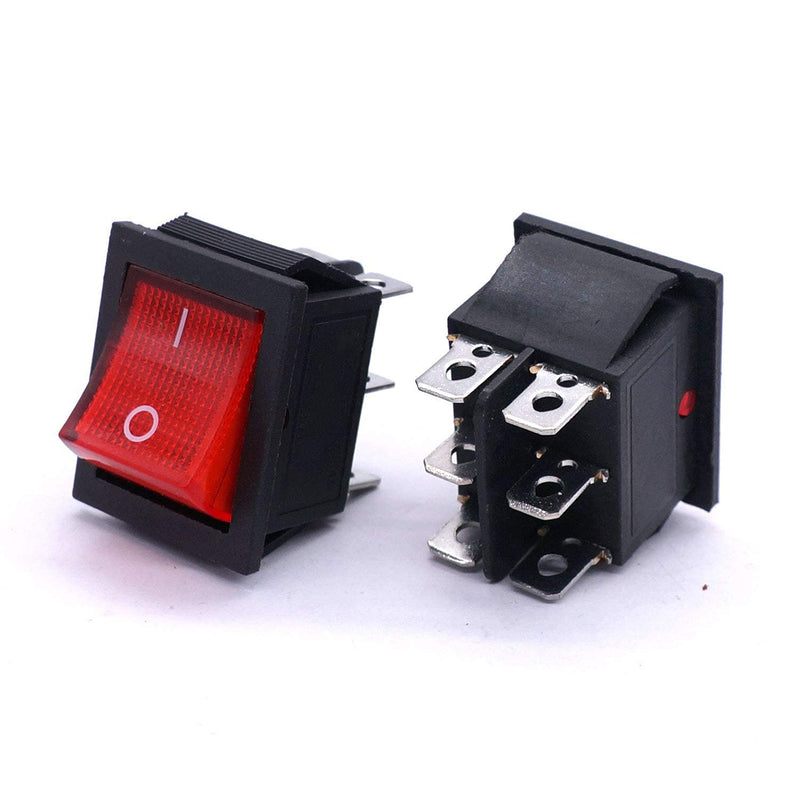 [Australia - AusPower] - Taiss / 5Pcs AC 250V/16A, 125V/20A Red Light Illuminated ON/ON DPDT 6 Pin 2 Position Boat Rocker Switches Car Auto Boat Rocker Toggle Switch Snap KCD2-202N-R 