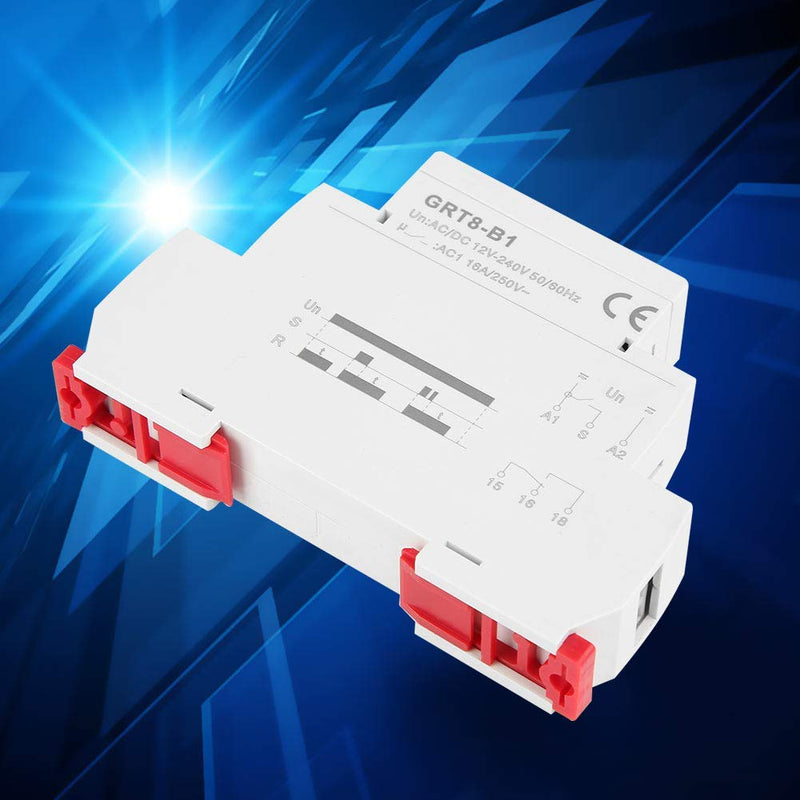 [Australia - AusPower] - AC/DC 12V~240V GRT8-B1 Mini Power Off Delay Time Relay 35mm DIN Rail Single Function Time Off Delay Relay Set by Panel Knob for Power-Off Delay 