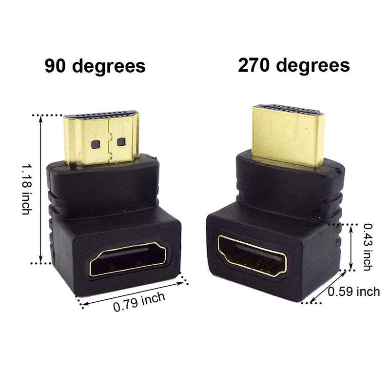 [Australia - AusPower] - 6Pack 3D and 4K HDMI Angled Adapter Combo 2 Pcs 90 and 270 Degree 4 Pcs Vertical Flat Left and Right 90 Degree Male to Female HDMI Adapter TV Connector 