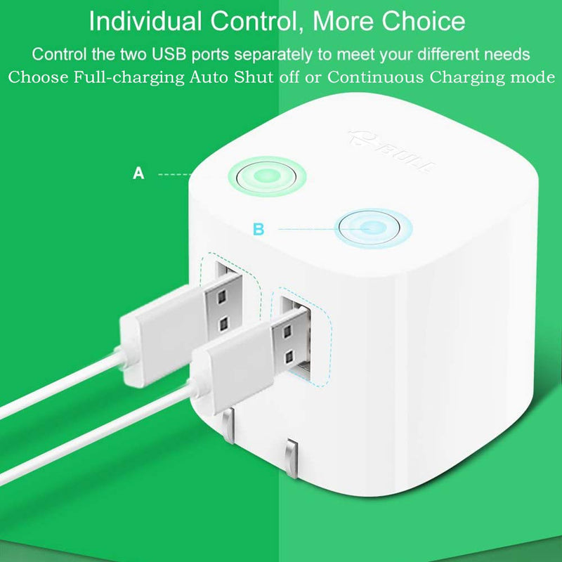 [Australia - AusPower] - Dual USB Wall Charger Plug Adapter, BULL USB Charger Cube Plug Block,USB Charging Block Auto Shut Off Foldable Charger for Multiple Devices Ivory 