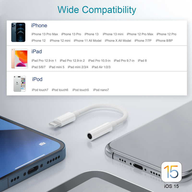 [Australia - AusPower] - FEINODI iPhone Headphone Adapter, Light-ing to 3.5mm Adapter,iPhone AUX Audio Jack Dongle Compatible with 13/ 13 Mini/ Pro/ Pro Max/ 12/ 11/ SE/ X/ XR/ XS/ 8 / 7, black 